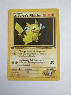 Wizards of the Coast Pokemon TCG Lt. Surge's Pikachu Gym Heroes 1st Ed 81/132 - Image 1
