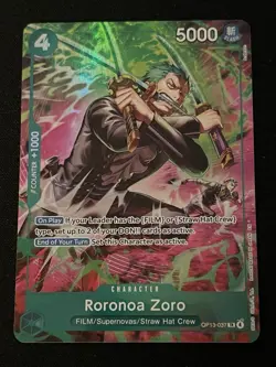 One Piece Card Game Roronoa Zoro OP13-037 (Treasure Rare) Near Mint - Image 2