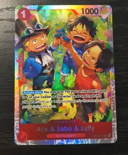 One Piece CCG Ace & Sabo & Luffy Carrying On His Will SR Holo Card OP13-007 NM - Image 1