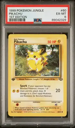 1999 Pokemon Jungle #60 PIKACHU - 1ST EDITION PSA 6 EX-MT - Image 1