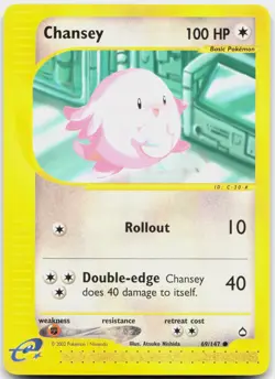 Chansey 69/147 Common Aquapolis Pokemon Near Mint - Image 1
