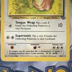 Pokemon TCG Lickitung 38/64 Jungle Uncommon Unlimited Regular English 1999 90HP - Image 3
