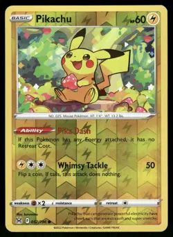 Pikachu 052/196 Common Lost Origin Pokemon Reverse Holo Near Mint - Image 1