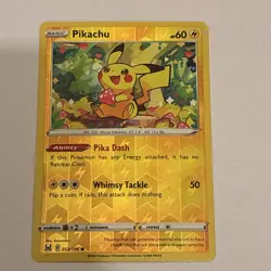 Pokemon Pikachu TCG Reverse Holo Card 052/196 Lost Origin - Image 3