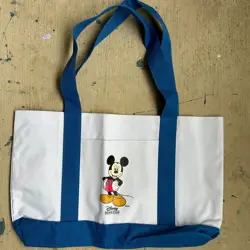 Disney Movie Club Exclusive Mickey Mouse Tote Bag White Blue Canvas Promo Rare - Image 1