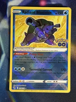 Pokemon Card Radiant Blastoise 018/078 Pokemon Go Rare Near Mint - Image 3