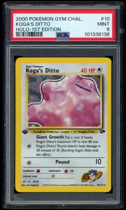 Koga's Ditto 10/132 Gym Challenge 1st Edition PSA 9 - Pokemon Card - Image 1