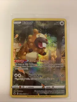 Pokemon TCG Bidoof Crown Zenith: Galarian Gallery Holo Card GG29/GG70 - Image 1