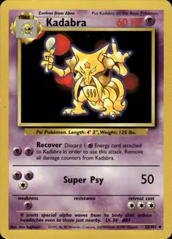 Kadabra Uncommon Base Set 032/102 Psychic Pokemon Card - Image 1