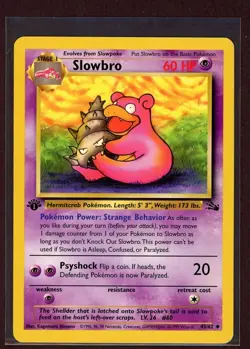 1st Ed Slowbro Non-Holo 1999 WOTC Pokemon Card 43/62 Fossil Set NM - Image 1
