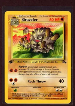 1st Ed Graveler Non-Holo 1999 WOTC Pokemon Card 37/62 Fossil Set NM/M - Image 1