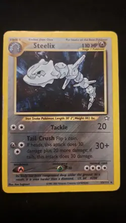 Pokemon TCG Steelix Neo Genesis Holo Card 15/111 Unlimited Rare, Vintage - Image 1