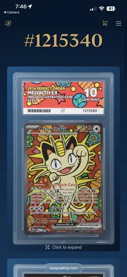 Pokemon 2026 Meowth ex 121/088 Perfect Order SIR Holo Eng ACE 10 - Image 3