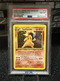 First Edition 2000 Pokemon Neo Genesis 17/111 Typhlosion Holo PSA NM-MT 8 - Image 1