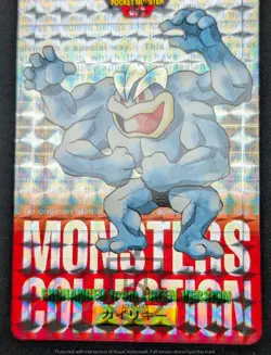 Pokemon 1996 Japanese Bandai Carddass Red No.068 Machamp Prism Card - LP - Image 5
