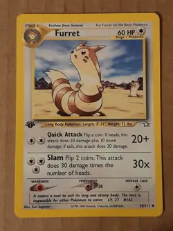 Pokemon Furret 35/111 Neo Genesis 1st Edition LP-NM See Pictures - Image 1