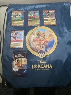 Disney Lorcana Cruise Full Set Of 5 Rare Promo Cards DCL Treasure w/bag - Image 1