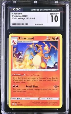 🔥🔥 CGC 10 Charizard 025/185 Vivid Voltage Rare Pokemon Card - Image 1