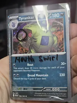Tyranitar 135/193 Cosmos Holo Scarlet & Violet Promo Pokemon Card Mouth Swirl NM - Image 1