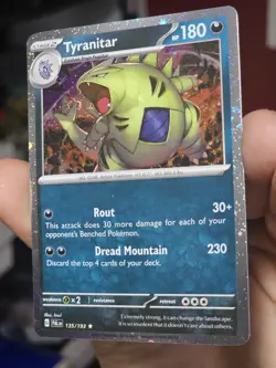 Tyranitar 135/193 Cosmos Holo Scarlet & Violet Promo Pokemon Card Mouth Swirl NM - Image 3