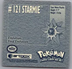 1999 Pokemon Artbox Series 1 Sticker - Starmie #121 - NM - Image 2
