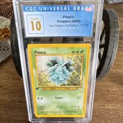 CGC Blue Label Pristine 10 1st Edition Pineco 2002 Neo Destiny #77/105 Pokemon - Image 1