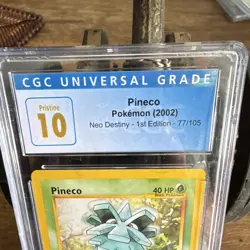 CGC Blue Label Pristine 10 1st Edition Pineco 2002 Neo Destiny #77/105 Pokemon - Image 2