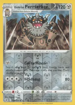 GALARIAN PERRSERKER 181/264 UNCOMMON FUSION STRIKE POKEMON REVERSE HOLO NM - Image 1