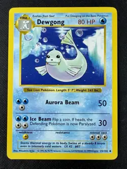 Dewgong 25/102 Shadowless Base Set - Pokemon Card WOTC LP - Image 1
