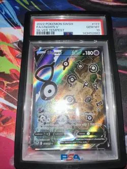2022 POKEMON SWORD & SHIELD SILVER TEMPEST #177 FULL ART/UNOWN V PSA 10 - Image 1