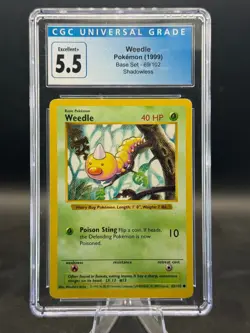 Pokemon Weedle Base Set Shadowless 69/102 CGC 5.5 Excellent+ - Image 1