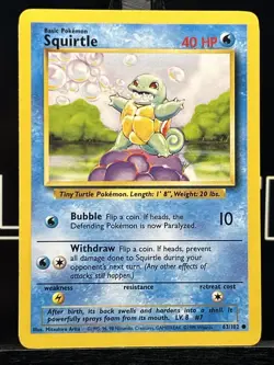 Squirtle Common Base Set 063/102 Pokemon TCG Regular - Image 3