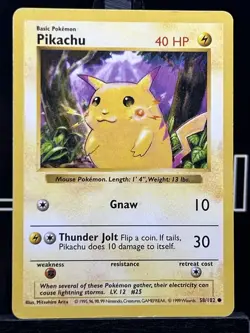 Pikachu 58/102 Red Cheeks Shadowless Base Set Vintage 1999 Pokemon TCG - Image 3