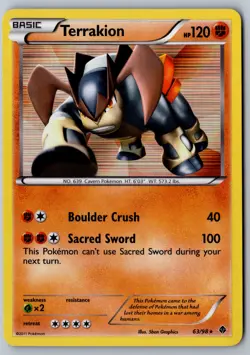 Pokemon: Terrakion Holo Holo Rare Emerging Powers 63/98 LP - Image 1