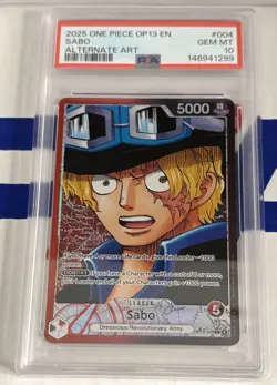 2025 ONE PIECE CARRYING ON HIS WILL #OP13-004 SABO LEADER ALT ART PSA 10 - Image 1