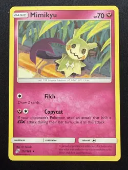 Mimikyu 112/181 2019 Sun & Moon Team Up Pokemon Card TCG Non Holo Rare - Nm - Image 1