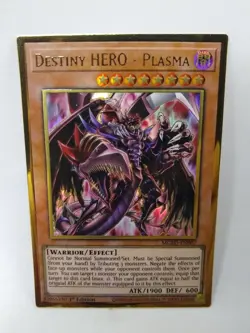 YU-GI-OH! Destiny Hero-Plasma. MGED-EN007. 1st Edition Premium Gold Rare Card - Image 1