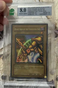 Yugioh Right Arm of the Forbidden One LOB-122 1st MNT 8 Wavy - Image 1