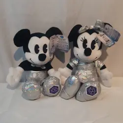 NWT Disney Mickey and Minnie Mouse Silver 100 Anniversary Plush Set - Image 1