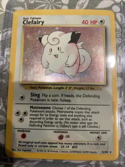 Pokemon TCG Clefairy Holo Card Base Set 5/102 LP Condition - Image 1