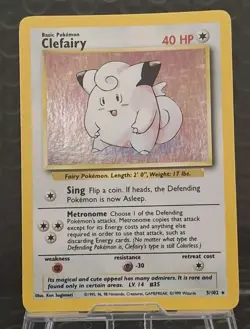 Pokemon Card TCG - Clefairy 5/102 Base Set Holo Rare WOTC - LP - Image 1