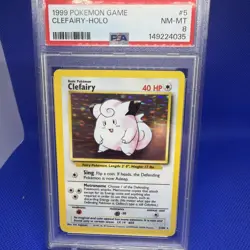 1999 Pokemon TCG Clefairy Base Set Holo Rare Card 5/102 PSA 8 - Image 1