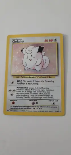 Pokemon TCG Clefairy Base Set Holo Card 5/102 Unlimited Rare - Image 1
