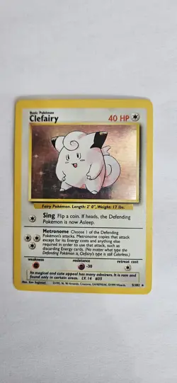 Pokemon TCG Clefairy Base Set Holo Unlimited Rare Card No. 5/102 - Image 1