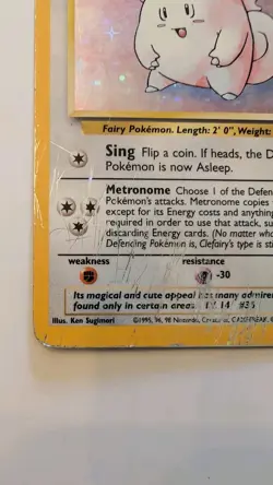 Pokemon TCG Clefairy Base Set Holo Unlimited Rare Card 5/102 HP/Damaged - Image 2