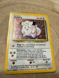 Pokemon TCG Clefairy Holo Rare Base Set, Card 5/102, LP Condition - Image 1