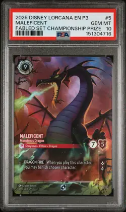 2025 DISNEY LORCANA EN P3-PROMO #5 MALEFICENT MONSTROUS DRAGON PSA 10 - Image 1