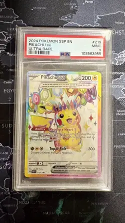 PSA 9 Surging Sparks Set Pikachu ex SIR 238/Pikachu ex UR 219/Pikachu ex HR 247 - Image 3