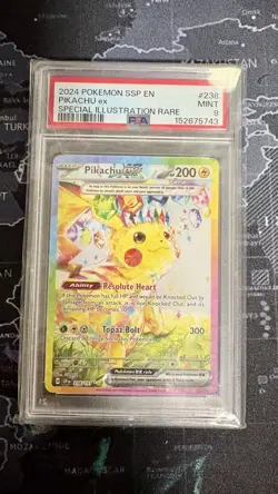 PSA 9 Surging Sparks Set Pikachu ex SIR 238/Pikachu ex UR 219/Pikachu ex HR 247 - Image 5