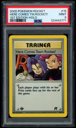 Here Comes Team Rocket 15/82 1st Edition HOLO - PSA 9 Pokemon Card - Image 1